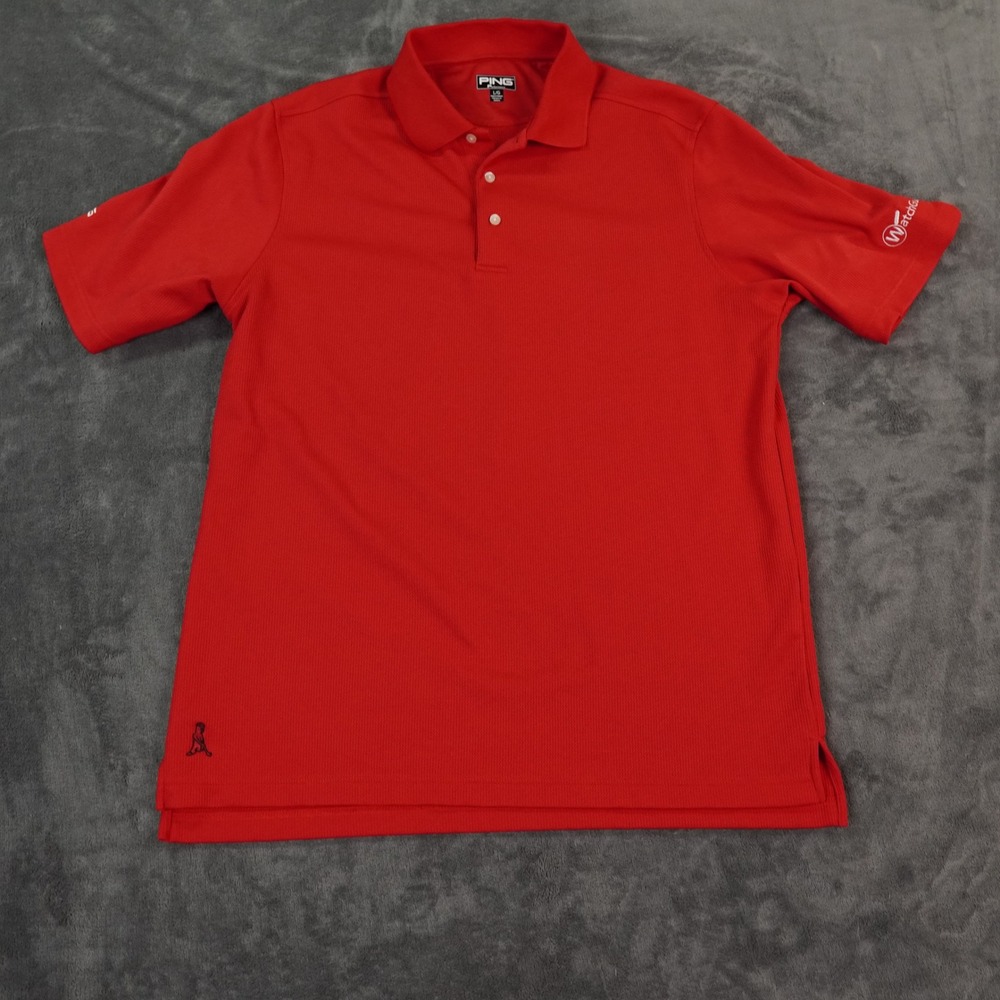 Ping Performance Golf‎ Polo Shirt WatchGuard Corp Logo Short Sleeve Red Large